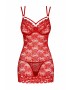 Babydoll Obsessive 860-CHE-3 Chemise and Thong  RED